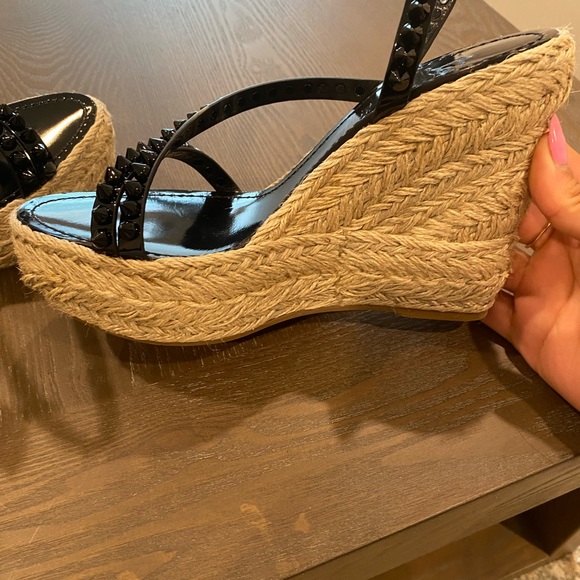 Christian Louboutin Mafaldina Spike Red Sole Wedge Espadrilles - Picture 4 of 8